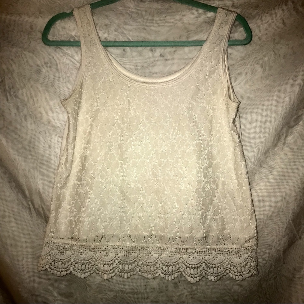Mossimo M lace embroidered tank top white lace